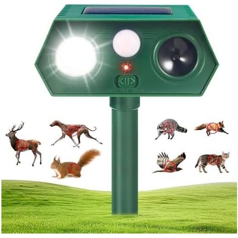 Ultraschall-Katzenabwehrgerät für den Außenbereich, solarbetrieben mit Bewegungsmelder und LED-Licht für den Garten, wasserdicht für Haustiere: Katzen, Hunde, Füchse, Eichhörnchen - (1/5)
