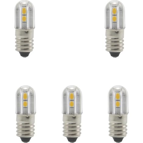 Ampoules LED E10, 12V Blanc Chaud 1W 100LM 3000K,Ampoules Miniatures à Vis de Remplacement (Blanc Chaud, 12V) (1/5)