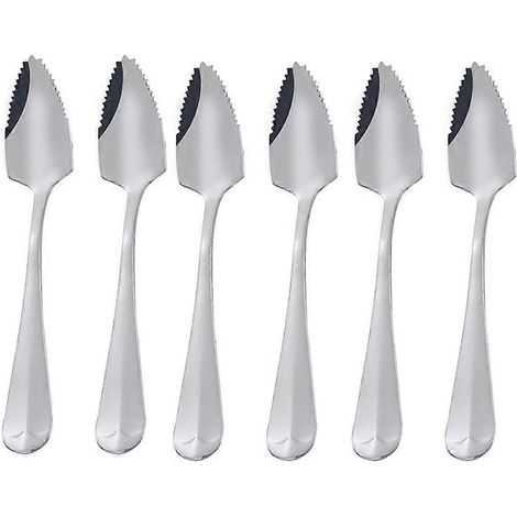 Lot de 6 cuillères à glace en acier inoxydable avec dents (argenté) (1/5)