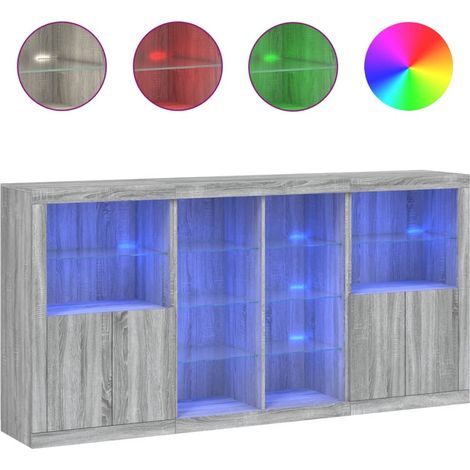 Maison Exclusive - Aparador con luces LED gris Sonoma 202x37x100 (1/5)