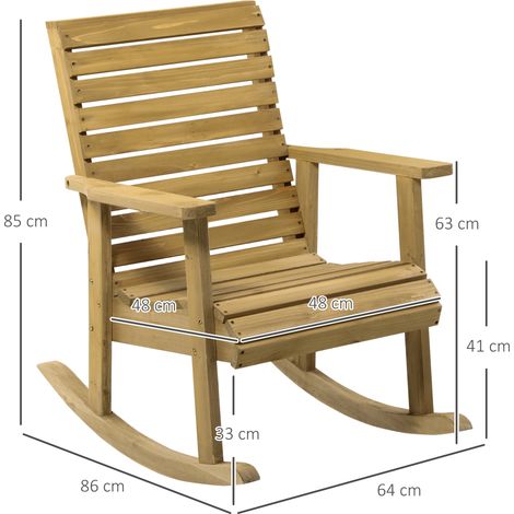 Gartenstuhl, Schaukelfunktion, breiter Sitz und Rücklehne, Naturholz, 64 x 86 x 85 cm (1/5)