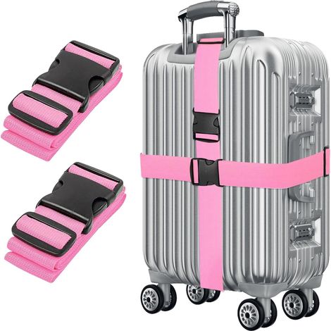 Sangles de Bagage Réglables avec Boucle Ceinture Elastique Valise Croisée Voyage Lanière pour Valise Attache pour Fermeture Sécurisée 2 Pièces