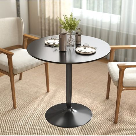 Mesa redonda de MDF y acero, Ø80 x 75 cm, negra, 2 plazas (1/5)