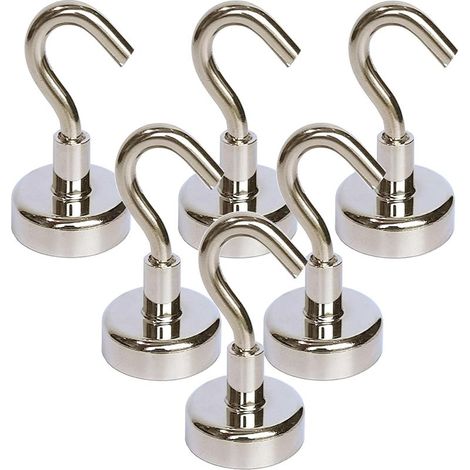 9 kg Magnethaken mit Super-Saugkraft, leistungsstarke Neodym-Magnete, magnetisch für Türen, Schränke, Decken, Beschläge, Industriearmaturen (6 Stück) (1/5)