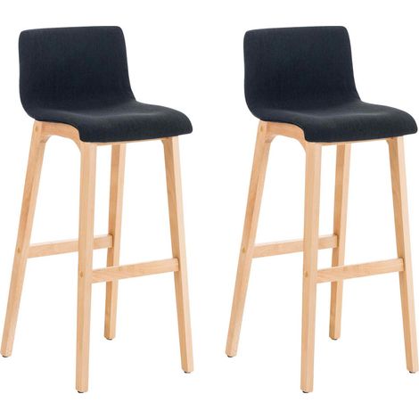 Set di 2 sgabelli bar di design con struttura a 4 gambe in legno e seduta in tessuto nero 100004214