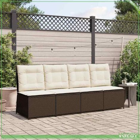 Canapé de jardin - FAFEICY - 3394477 - Inclinable - Polyrotin noir et blanc crème - Cadre acier traité (1/5)