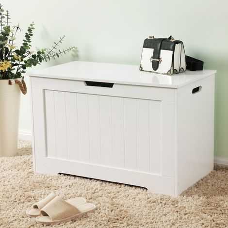 Vasagle – Coffre de rangement banc d'entrée 76 x 40 x 48 cm – Capacité 100 kg – Panneau MDF blanc – LHS11WT