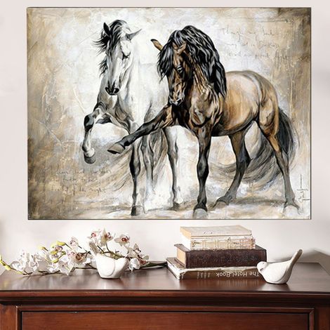 Cheval Animal Peinture Sans Cadre Décoration Murale Art Toile Tableau pour Salon (1/4)