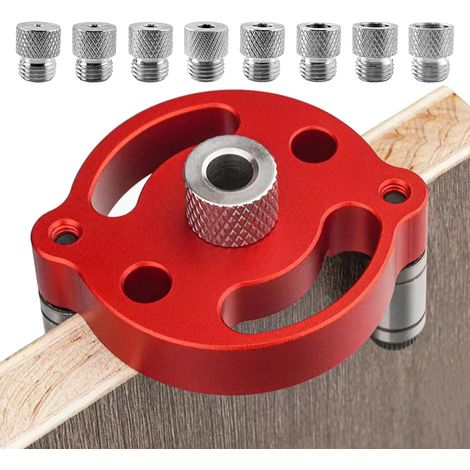 Guide De Percage - Gabarit Alu Pour Bois - 8 Manchons 3 À 10 Mm - Précision Verticale Et Horizontale - Pour Menuiserie Et Meubles - Lot De 1