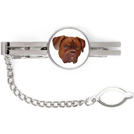 Dogo de Burdeos, Mastín Francés - Pinza de corbata geométrica con foto e inscripción Art-Dog (1/4)