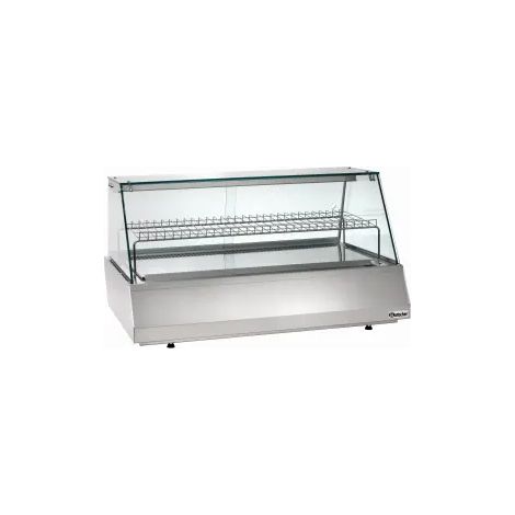 Vitrine inox réfrigérée 3 x GN 1/1, verre plié, 2 portes coulissantes, 460 W - 230 V - MONO
