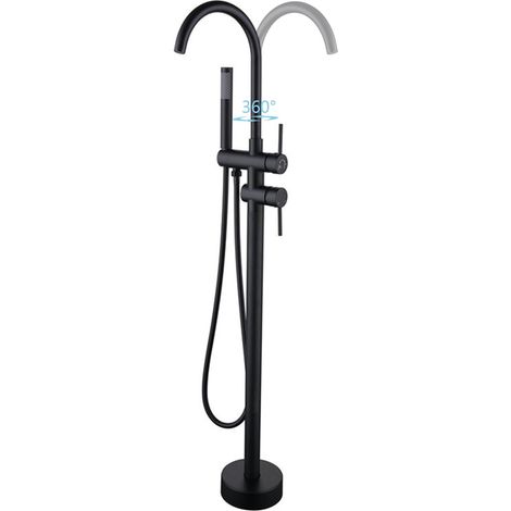 Rubinetto per vasca da bagno a pavimento con 2 modalità, miscelatore per vasca da bagno a pavimento con doccetta, rotazione a 360°, rubinetto per vasca da bagno a pavimento in ottone, miscelatore a pa