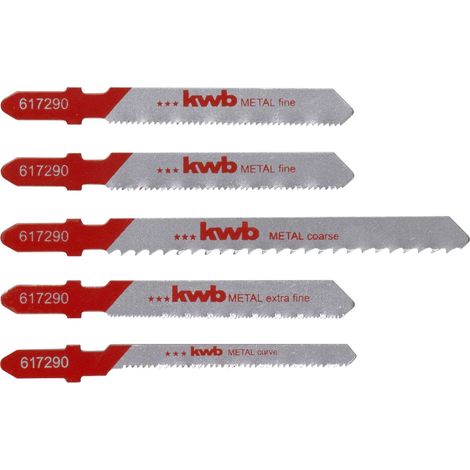 Jeu de 5 lames de scie sauteuse HSS pour le métal, pour des coupes grossières, extra fines, y compris lame de scie courbe à queue en T S-20 / queue à une came (1/4)
