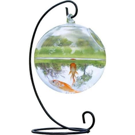 Poisson suspendu créatif pour bureau, aquarium avec support, vase à poissons, maison (1/5)