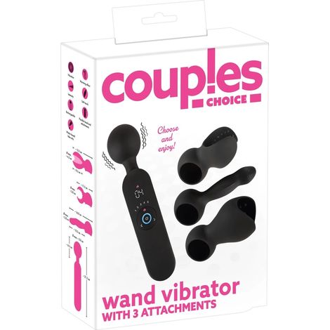 Couples Choice – Klitorismassagegerät mit 3 austauschbaren Aufsätzen, Schwarz (1/5)