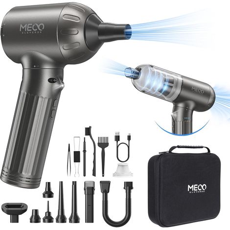 4 en 1 Aspirateur Voiture Puissant sans Fil, 18KPA Mini Aspirateur à Main Souffleur Air Comprimé avec Moteur sans Balai et Lumières LED pour Voiture, Maison, PC (gris) (1/5)