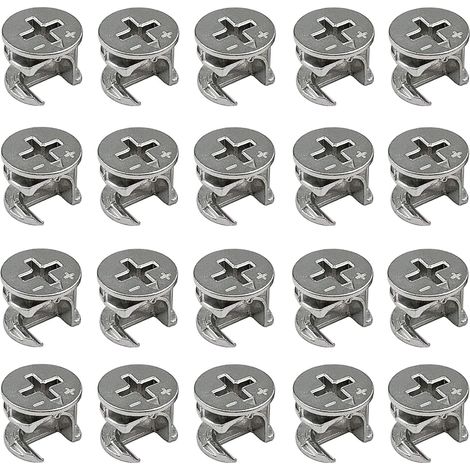 Lot de 20 raccords de meubles excentriques 15 x 12 mm - Connecteur de meubles - En alliage de zinc - Pour armoire, tiroir, commode et panneaux de meubles (1/5)