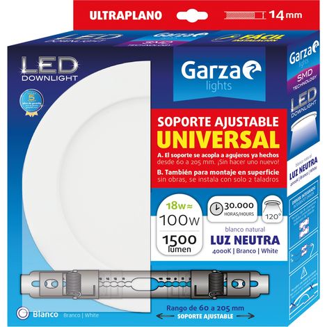 Garza ® - Downlight LED con soporte ajustable universal para superficie o empotrable en techo (1/3)