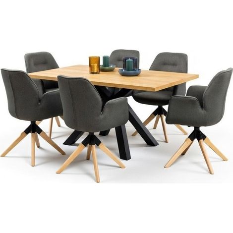 Conjunto de mesas y sillas para comedor Norsica 718 , 76x90x220cm, Diámetro: 0, Número de asientos: 6, Estilo: Contemporary