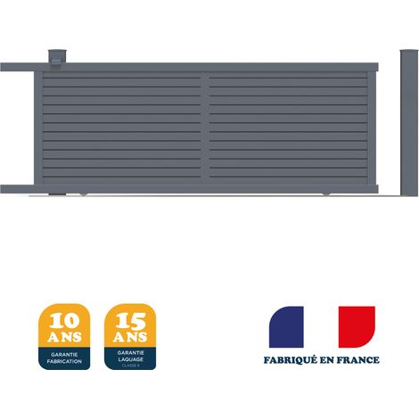 Portail coulissant prêt à poser AZYR Gris 7016 L356 cm X 139cm en aluminium BELTY (1/4)