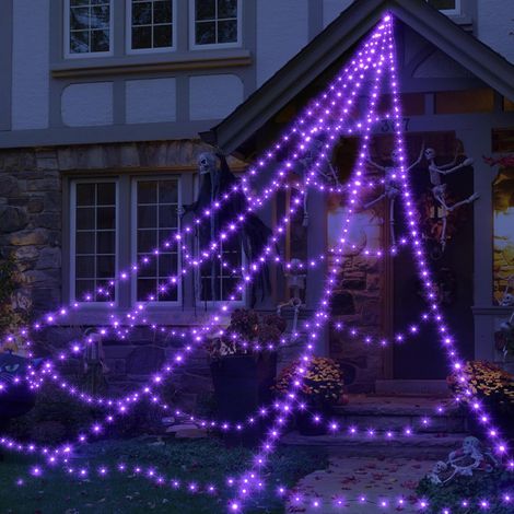 Guirlande Lumineuse Araignee - 250 LED Violet - 16,4 Pieds - Etanche - Commande a Distance avec 8 Fonctions - Pour Decoration Exterieure - 1 Unite (1/5)