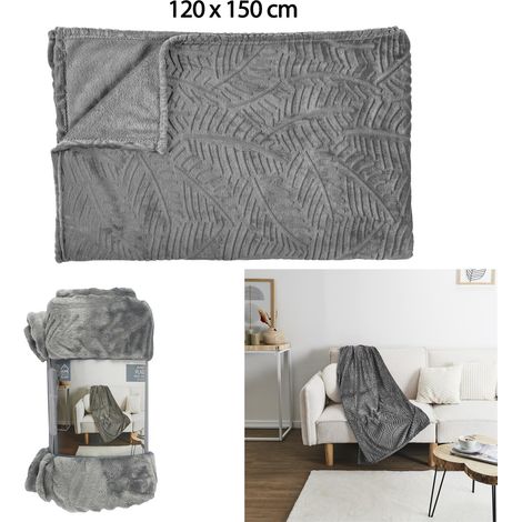 Plaid - HOME DECO FACTORY - Embossé - Flanelle - Gris (1/5)