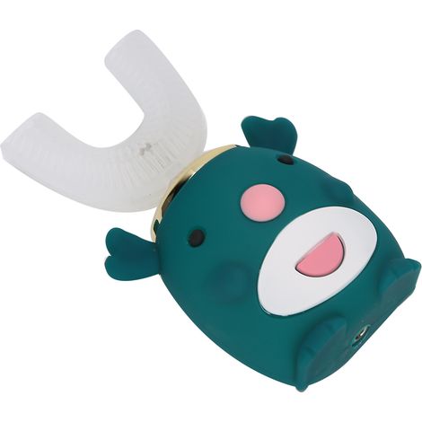 Brosse à dents électrique sonique pour enfants en forme de U, outil de nettoyage intelligent pour l'hygiène bucco-dentaire (verte, 6 à 14 ans) (1/5)