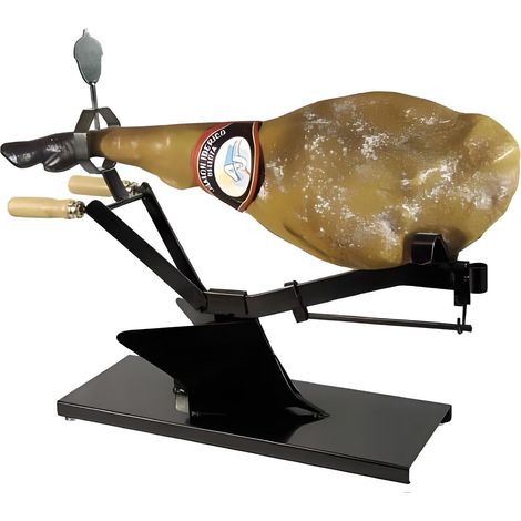 Support à jambon type charrue en acier laqué noir – Dimensions 50 x 18 cm – Découpe optimale et stabilité accrue – Visiodirect