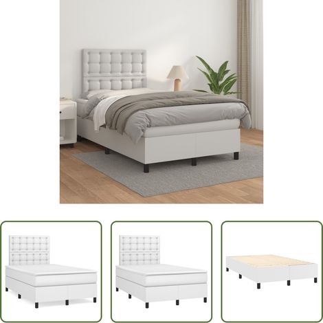 Kunstlederbett - Boxspringbett mit Matratze Weiß 120x200 cm Kunstleder (1/5)
