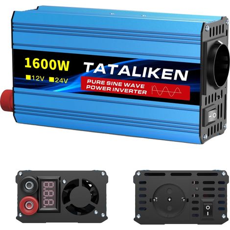 Inversor de onda sinusoidal pura, entrada de 12 V CC, salida de 220 V CA, 12 V 1600 W 220 V 50 Hz UE (1/2)