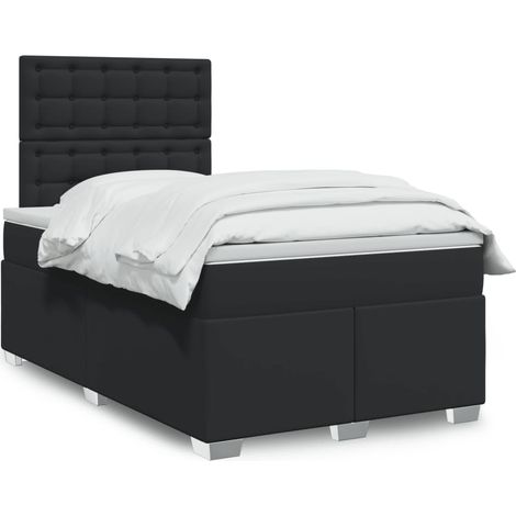 Boxspringbett mit Matratze Schwarz 120x200 cm Kunstleder