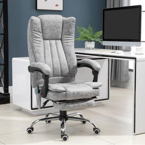 Massages-Bürostuhl aus Mikrofaser grau, Heizfunktion, 135° neigbar, Fußstütze, 62 x 67 x 113-120 cm (1/5)