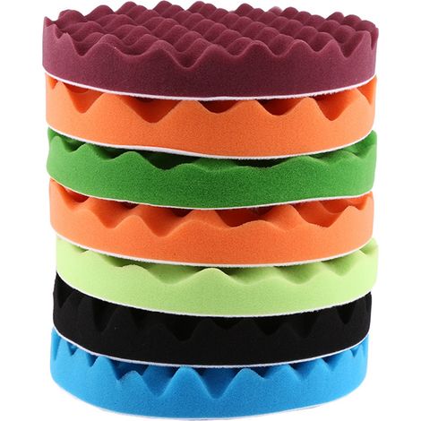 Kit 7 disques mousse 20 cm pour polisseuse lustrage cirage voiture tampons éponge buffing (1/5)