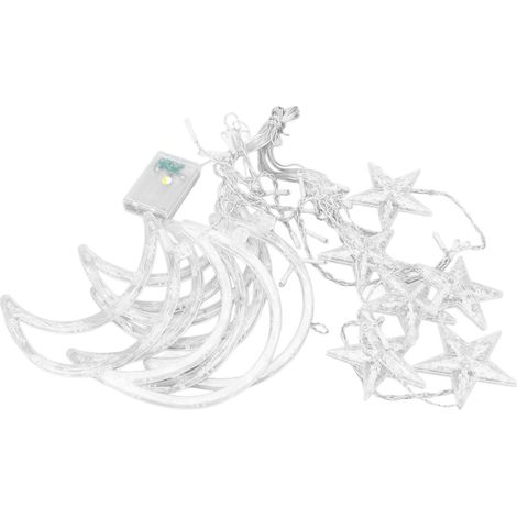 3 Mètres 126 LEDs Rideau Lumineux Étoiles et Lune avec 2 Modes d'Éclairage pour Ramadan et Fêtes - Décoration Maison Jardin (1/5)