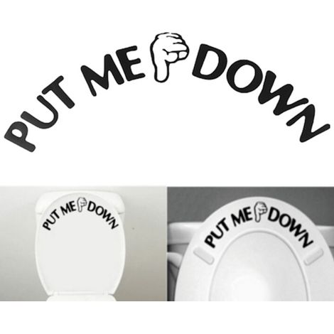Autocollants avec le texte « POSEZ-MOI », blague de toilettes, noir et blanc (1/2)