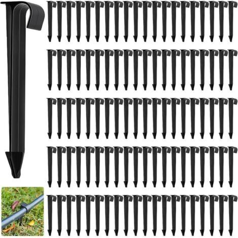 100 pièces de supports de tuyau d'arrosage en PE – Fixation au sol pour tuyaux flexibles de 16 mm, hauteur 11,2 cm – Idéal pour systèmes d'irrigation de jardin, arrosage goutte à goutte et micro-asper