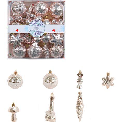 Preciosas bolas navideñas, 28 piezas, colgante color champán (1/5)