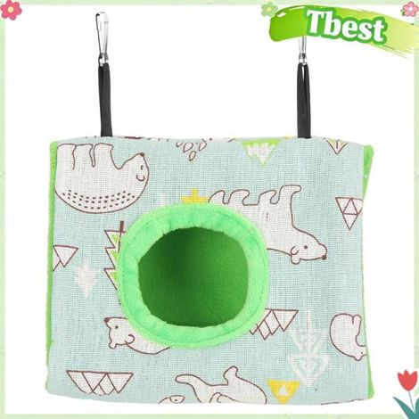 Tbest Nid d'oiseau chaud Plush Hanging Hammock Chaud Maison De Nid D'Oiseaux Pour Hamster animalerie jouet Petit Ours + fond vert (1/5)