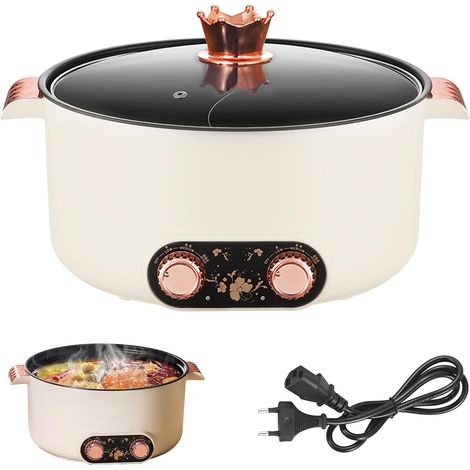 Appareil a Fondue, Fondue Chinoise 5 L à avec Compartiments Rechaud Electrique Pot 1 350 W avec 3 Réglages de Puissance pour Cuire des Fondues Préparer des Soupes Faire Bouillir des Nouilles (1/5)
