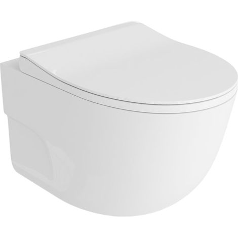 LAVITA Roto WC suspendu  L'abattant de WC à chute lente  WC suspendu sans bord  WC  355x530x370 cm  blanc brillant (1/5)