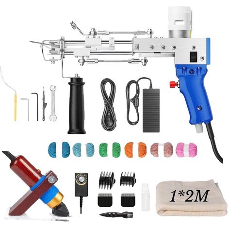 Pistola per ciuffi, funzionamento elettrico, velocità regolabile, kit rifinitore 2 in 1, spina UE 220V (1/2)