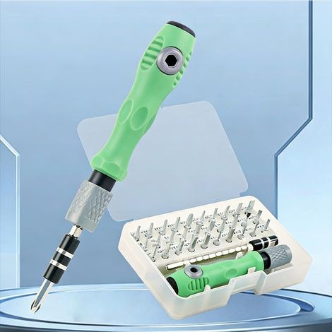 Ensemble de 32 tournevis de précision magnétiques, kit d'outils professionnels pour la réparation de lunettes, montres, ordinateurs portables, appareils électroniques et bijoux, portable. (1/5)