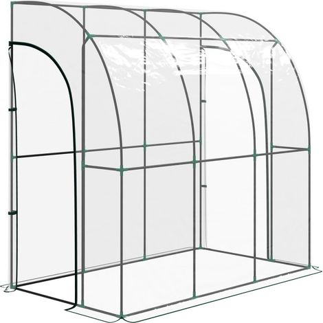 Serre de Jardin en Toutes Saisons d'hivernage Murale Adossée pour Légumes Plantes Fleurs Adossée , Balcon Terrase Jardin 214 x 118 x 212cm Blanc