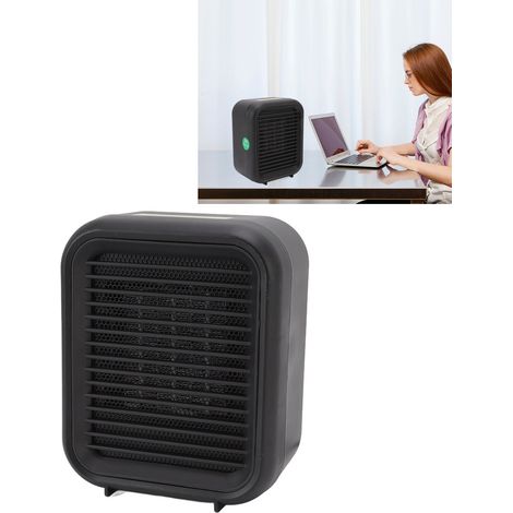 [Calefactor eléctrico] Calefactor cerámico pequeño (800 W), antivuelco, carcasa de ABS negro, para el hogar/oficina, enchufe europeo (220–240 V) (1/5)