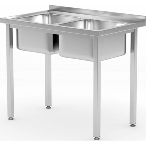 Table avec 2 éviers - vissées - 60x100xH89 cm - Hendi