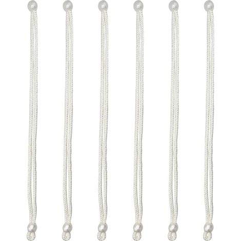 6 attaches de rideau tressées avec perles, 40 cm, blanc, pour salon, chambre, café. (1/5)