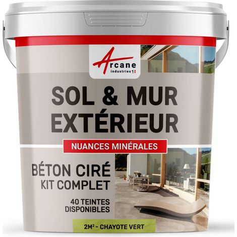 BETON CIRÉ: KIT KUNSTHARZ-BETONBESCHICHTUNG FÜR DRAUSSEN - Böden, Wände, Terrassen, Balkone, Treppen - Chayote-Grün - 2 m²-Kit (2 Schichten)