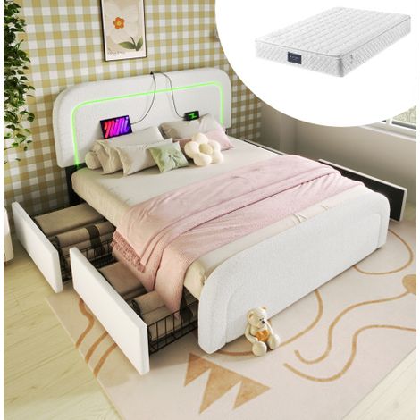 letto contenitore 160x200 con USB LED 4 cassetti OKMYHOME (1/5)