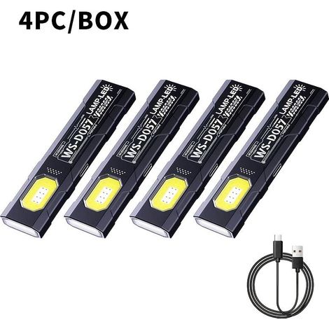 800-mAh-USB-Taschenlampe mit wiederaufladbarem Akku, rückseitigem Clip und Magnet (1/5)