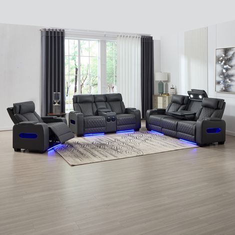 CAPRI ELECTRIC AIR LEATHER RECLINER CHAIR 1+2+3 Seater (CHARCOAL) (1/5)